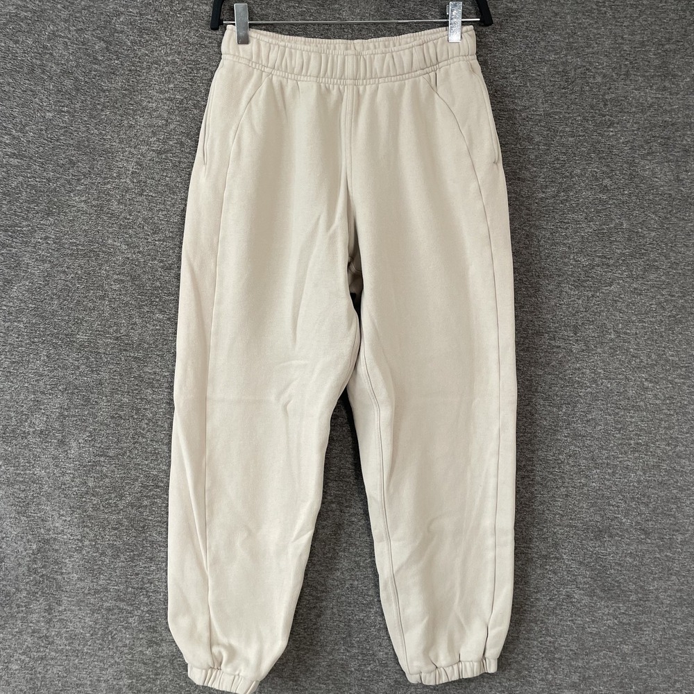 Lululemon Scuba Mid Rise Oversized Jogger‎ Pants Womens XS Beige Fleece